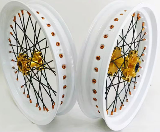 Silver and white rims