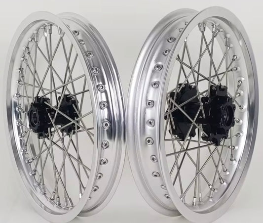 Silver and white rims